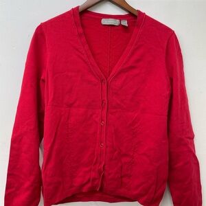 Liz Claiborne Women's Red Knit Cardigan Button Front Sweater Women’s Size L